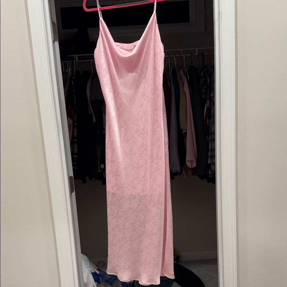 NWT Pink Satin Slip Dress with Cowl Neck
